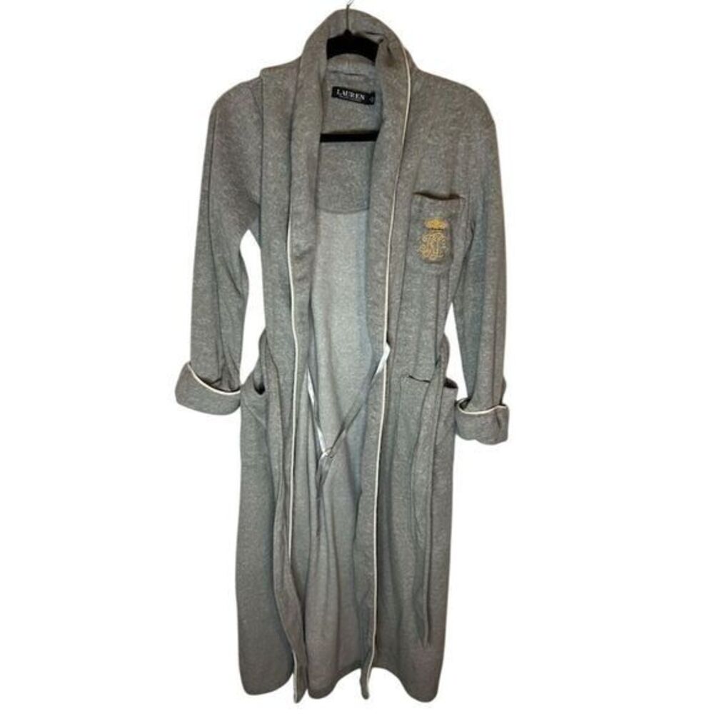Lauren Ralph Lauren Women's XS Gray Kimono Fleece Robe Shawl Collar - Picture 10 of 10